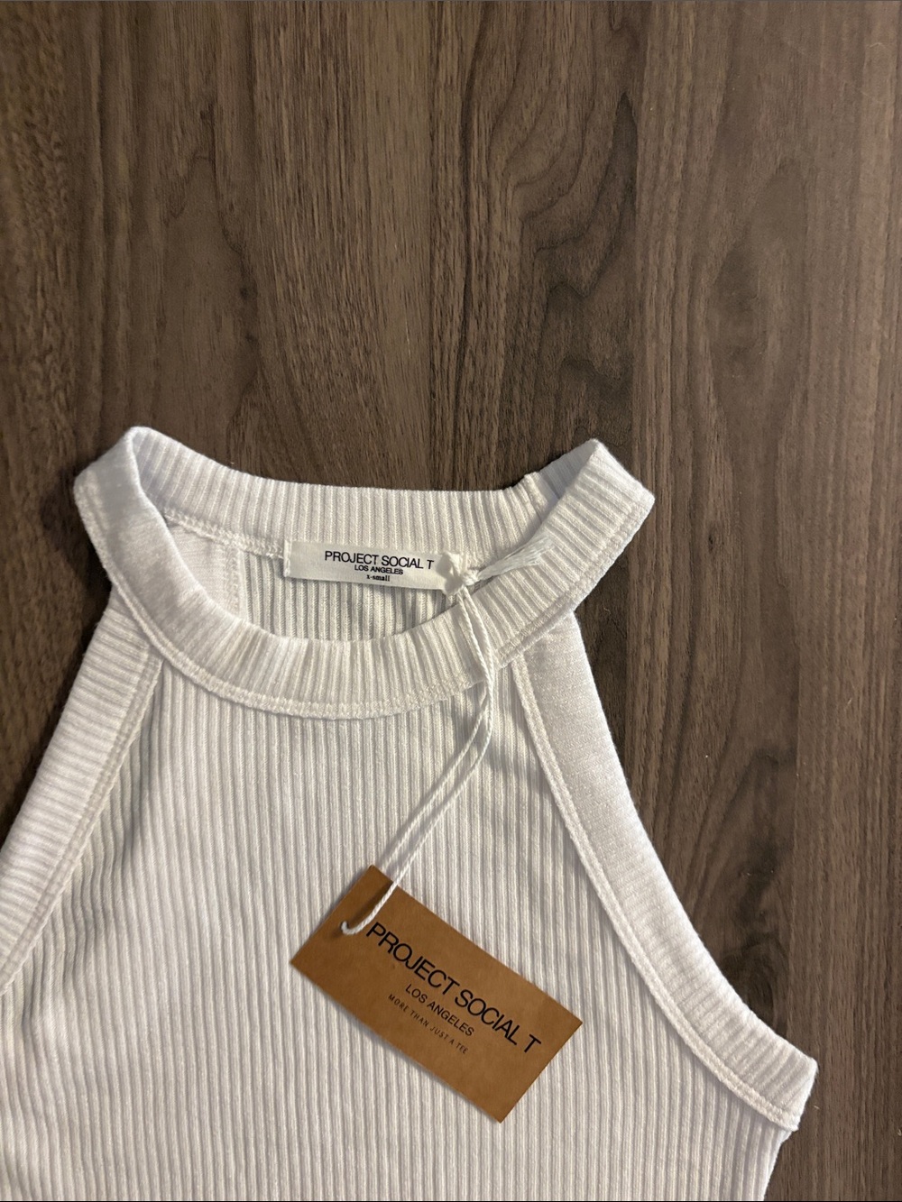 Project Social T White Ribbed Halter Tank - Picture 7 of 12